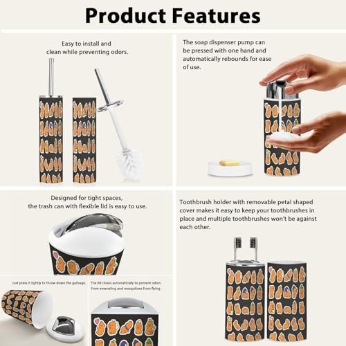 Boho Kawaii Capybara Bathroom Accessory Set 6 Piece 1