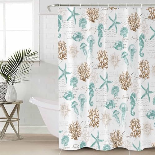 ZOE GARDEN Coastal Bathroom Set with Shower Curtain Rug and Accessories