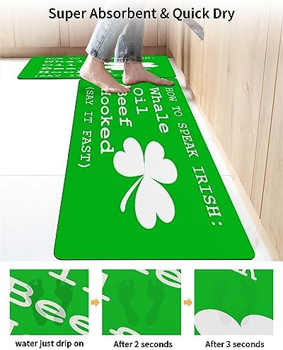 Funnywall88 2PCS St Patricks Day Bath Mats Non-Slip Diatomite Floor Mats