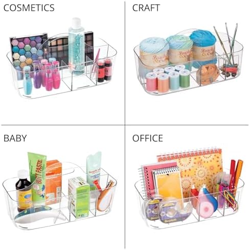 mDesign Clear Plastic Shower Organizer Basket with Handle