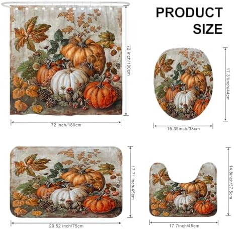 4PCS Fall Art Pumpkin Bathroom Decor Set