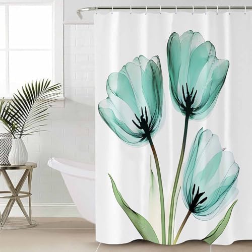 ZOE GARDEN Turquoise Aqua Tulips Bathroom Set