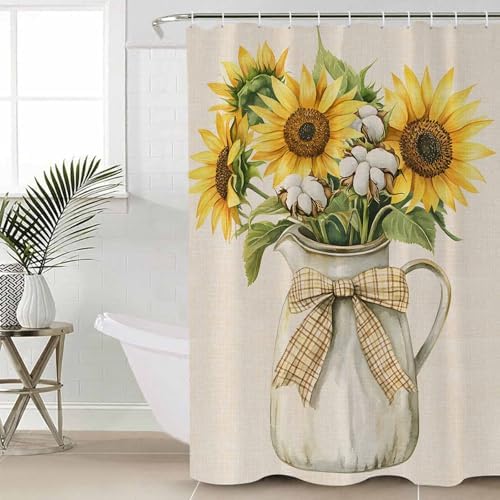 ZOE GARDEN Sunflower Bath Set - Waterproof Curtain Rug Accessories