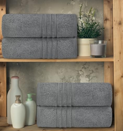 White Classic Wealuxe Grey Bath Towels Set of 4