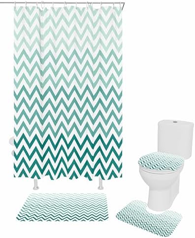 ZOE GARDEN Teal Chevron Bathroom Set