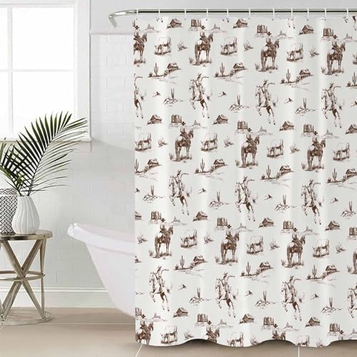 Western Cowboy Bathroom Set with Shower Curtain and Rug