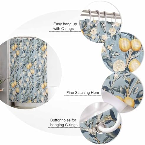 ZOE GARDEN Lemon Leaves Bathroom Set with Curtain Rug and Accessories