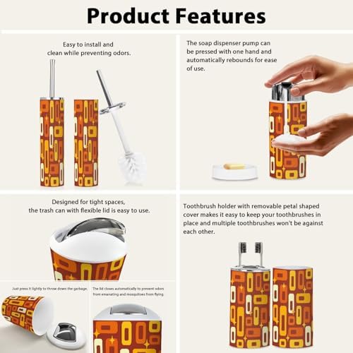 Boho Retro 6-Piece Bathroom Accessory Set
