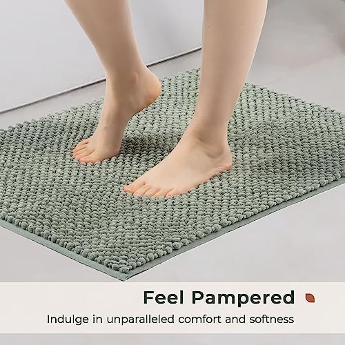 FRESHMINT Chenille Bath Rug Set 2 Piece Sage Green 1