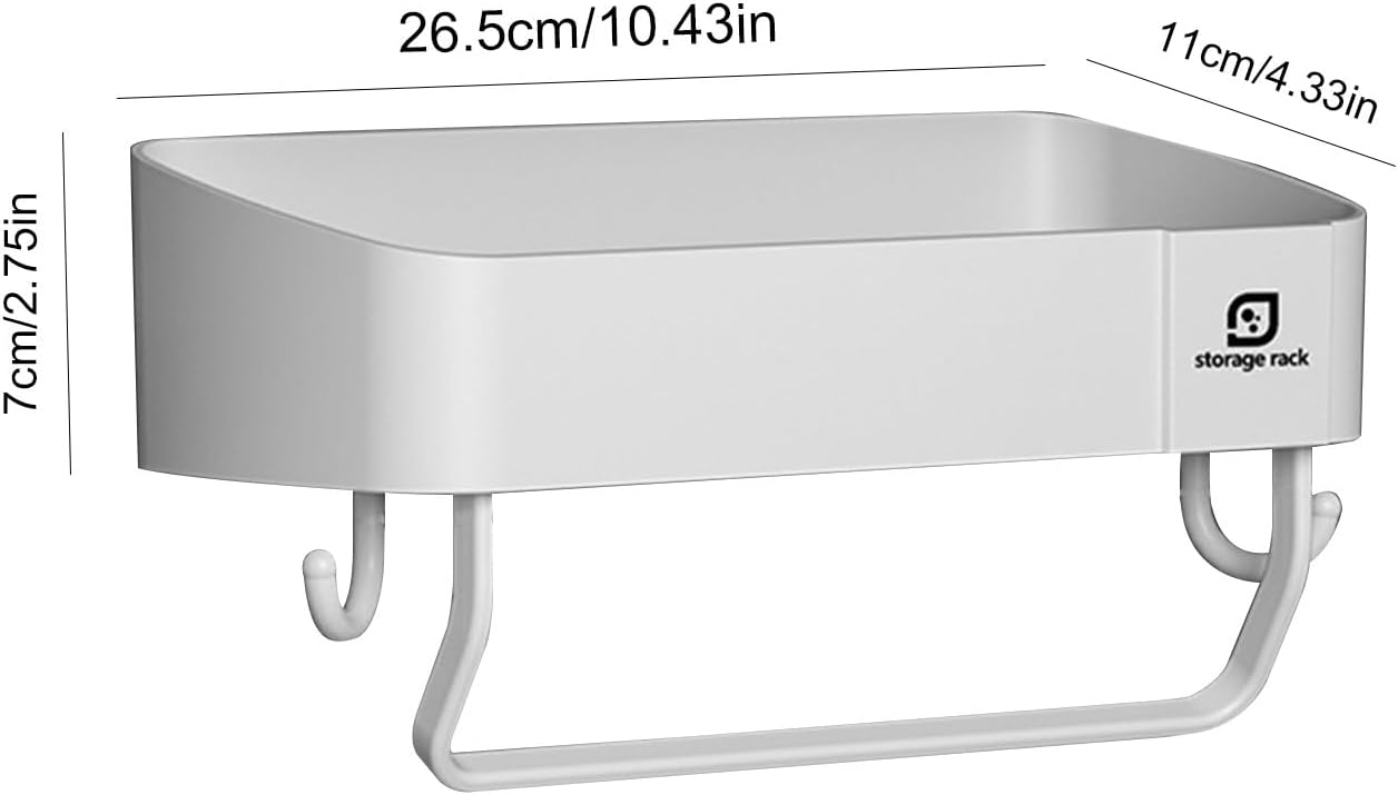 Shower Caddy No Drilling Adhesive Storage Shelf White