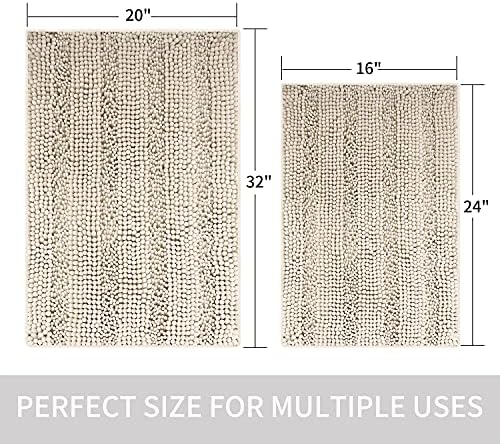 TENGTENGLINK Ivory White Bath Mat 16x24 Inch