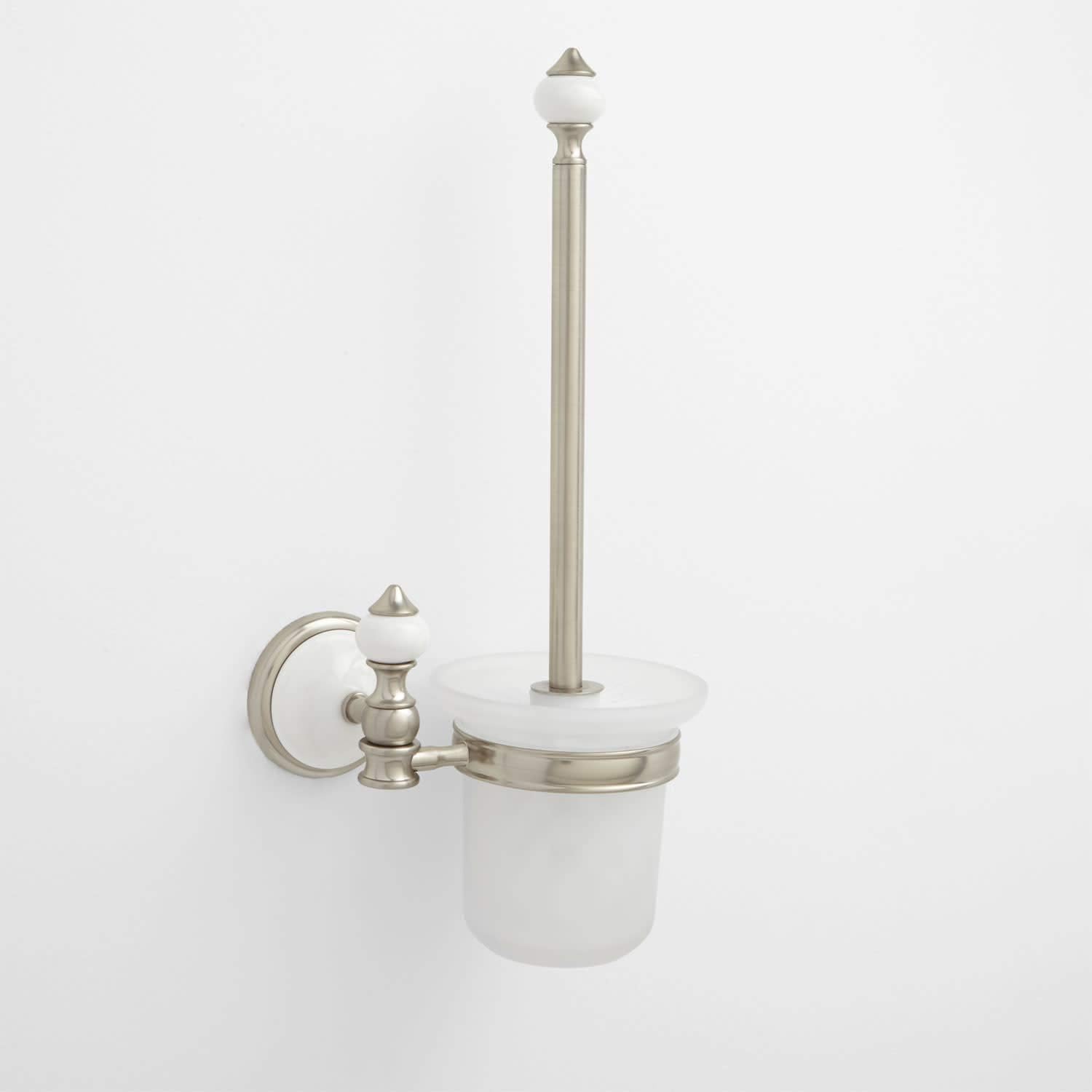 Signature Hardware 413152 Adelaide Wall-Mount Toilet Brush Holder - Brushed Nickel