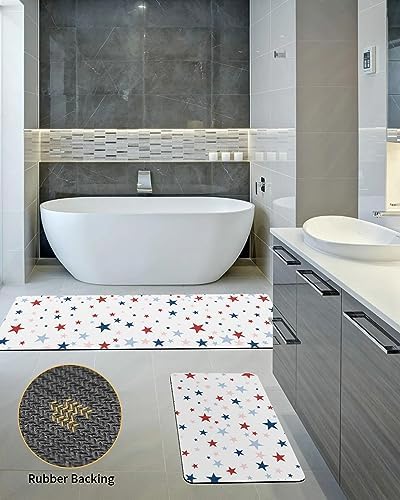 2PCS Non-Slip Diatomite Bath Mat Set with American Flag Design