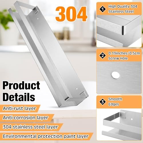 Lallisa 4-Piece Stainless Steel Floating Shelf Organizer