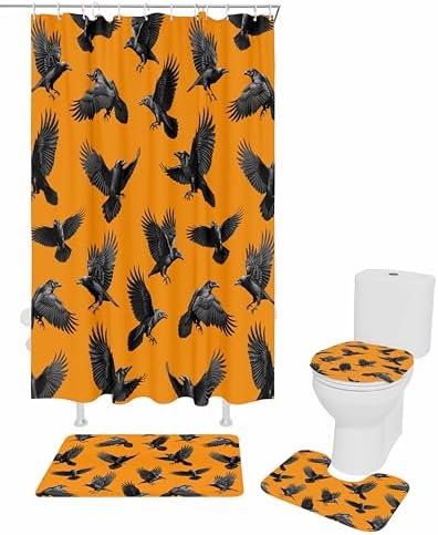 ZOE GARDEN Halloween Bath Set with Curtain Rug and Accessories