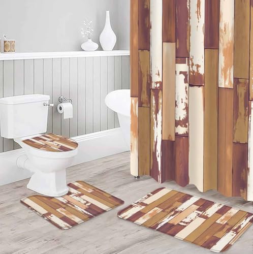 ZOE GARDEN Orange Bathroom Set with Curtain Rug and Hooks