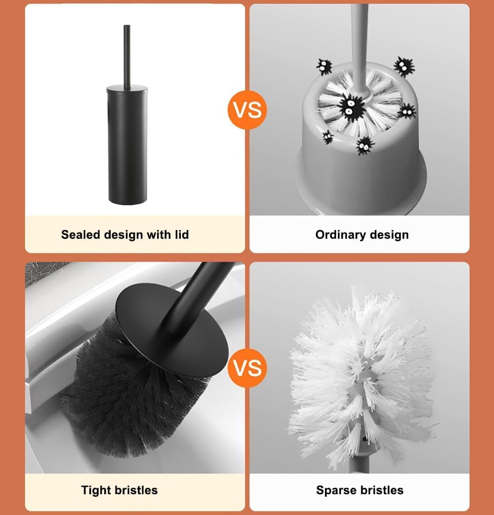 KWQKEM Toilet Brush and Holder Set Matte Black 1
