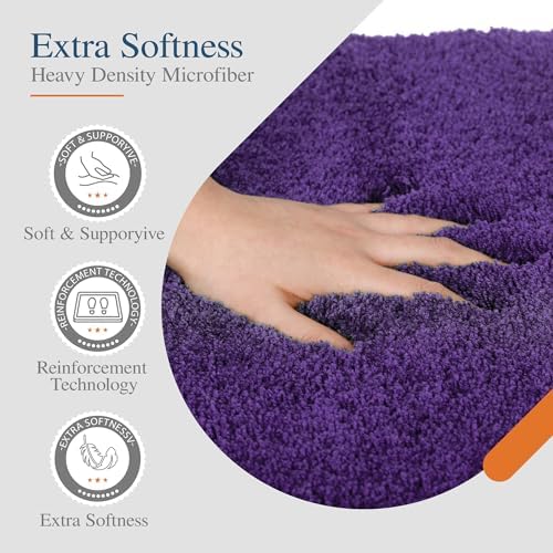 Walensee Bath Rug Non Slip Dark Purple 20x32