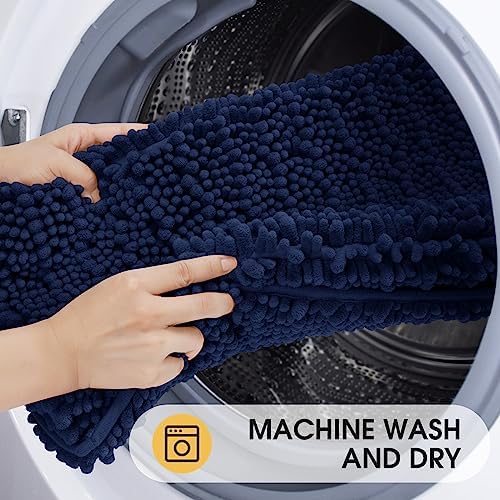 ACCUMTEK 3 Piece Navy Blue Bath Rug Set