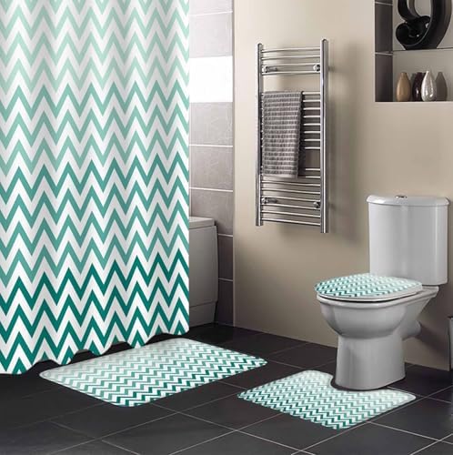 ZOE GARDEN Teal Chevron Bathroom Set