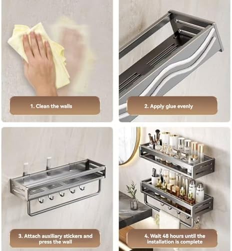 XVESOY Shower Caddy 2-Pack Adhesive Organizer