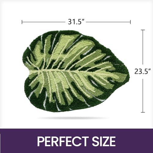 DEXI Monstera Leaf Pattern Bath Rug Non Slip