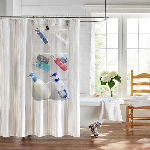 Quick Dry Mesh Shower Organizer with 6 Pockets and 4 Hooks