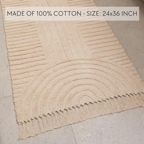 KIBAGA Boho Tassel Rug 24x36 Inch for Bathroom