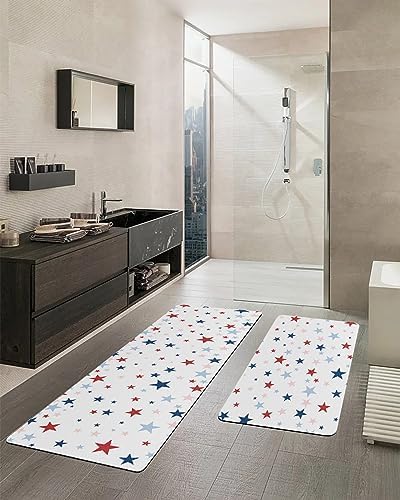 2PCS Non-Slip Diatomite Bath Mat Set with American Flag Design