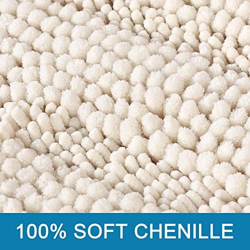 HVERSAILTEX Ivory Chenille Bath Rug 17x24 Non Slip