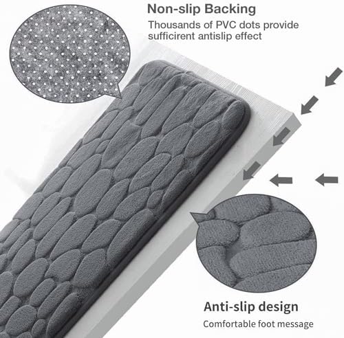 YIHOUSE Memory Foam Bath Mat 20x32 Dark Gray