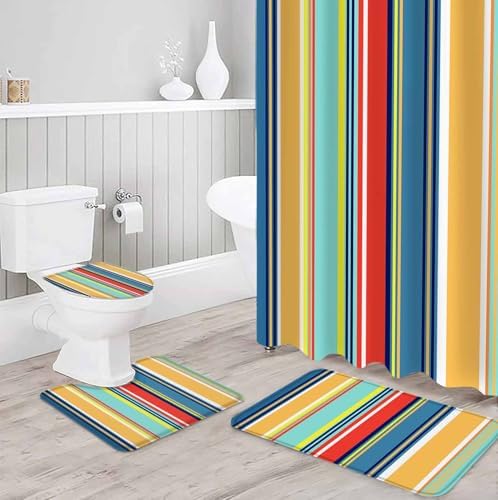 ZOE GARDEN Colorful Stripes Bathroom Set