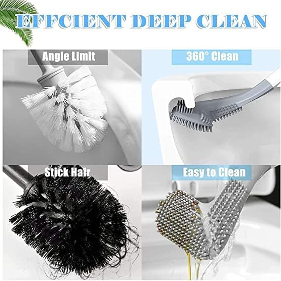 Oariv Silicon Toilet Brush with Golf Head and Slim Handle