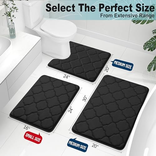 OLANLY Memory Foam Bath Mat 24x16 Black