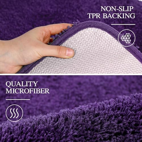 Walensee Bath Rug Non Slip Dark Purple 20x32