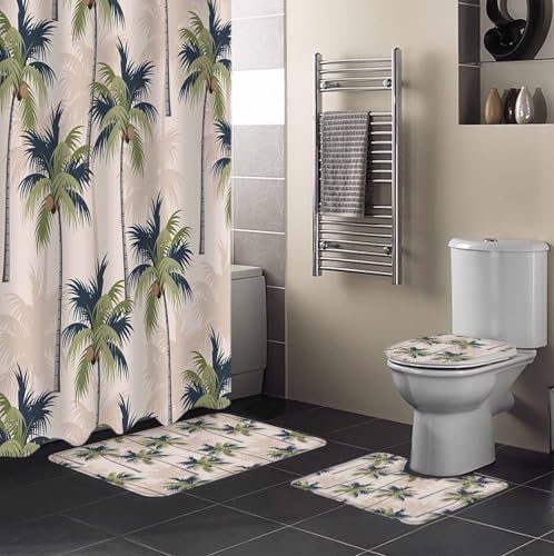Zoe Garden 72x72 Inch Tropical Palm Tree Bathroom Set