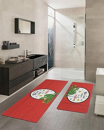 2PCS Summer Watermelon Bath Mat Non-Slip Diatomite Set