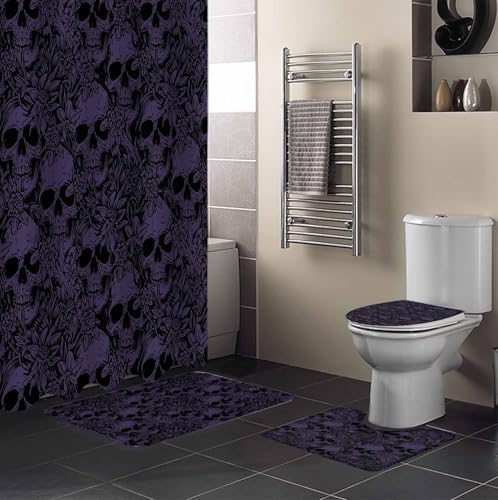 ZOE GARDEN Halloween Bathroom Set with Curtain Rug and Hooks 1