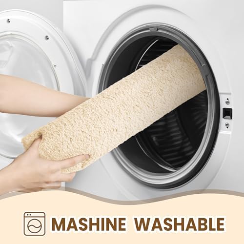 TECHMILLY Fluffy Bath Rug Mat 24x17 Cream