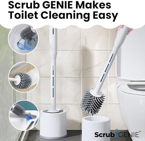 Scrub Genie Toilet Brush with Holder and Cleaner