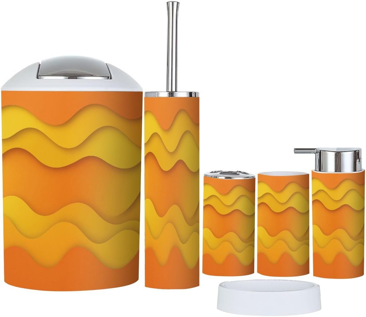 Boho 6-Piece Bathroom Accessory Set in Orange and Yellow Gradient