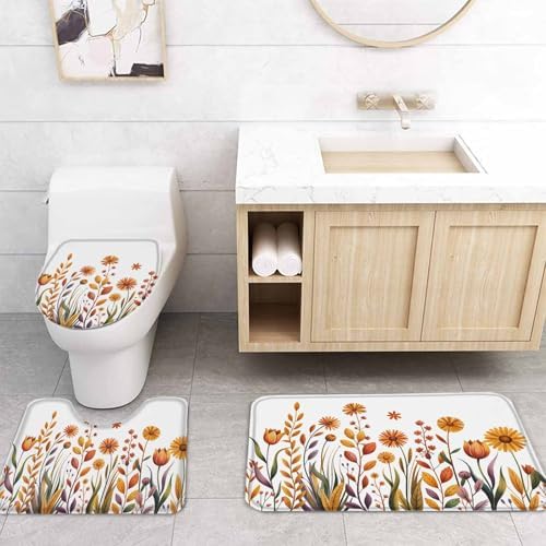 ZOE GARDEN Autumn Leaf Bathroom Set with Curtain Rug and Accessories