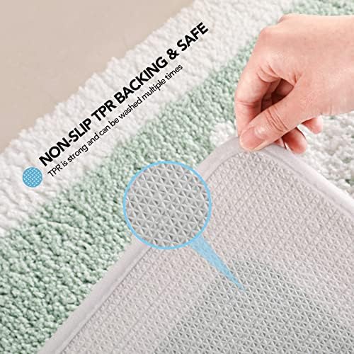 ANNARUGER Green Bathroom Rug 17x25 Non-Slip Shaggy Mat