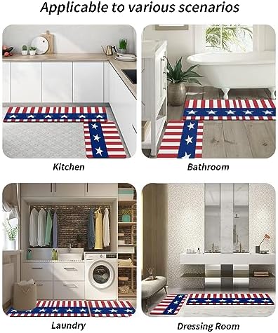 2PCS American Flag Bath Mat Set Non-Slip Diatomite 1