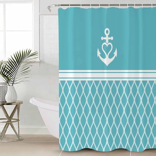 ZOE GARDEN Blue Morocco Bathroom Set with Curtain Rug and Accessories