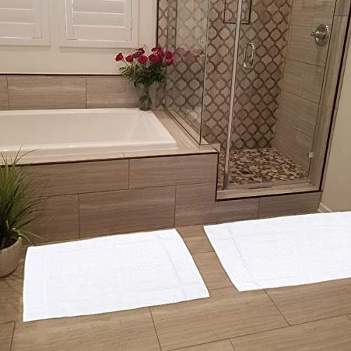 GOLD TEXTILES 12 Pack White Bath Mats 20x30 Inches