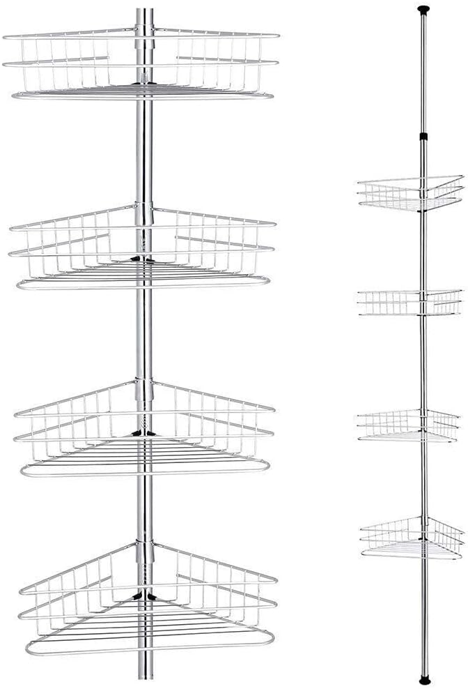 YINZINR Corner Shower Caddy with 4 Layers and Towel Bar