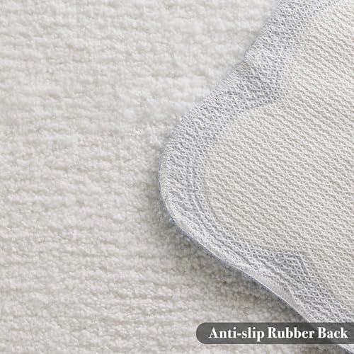 Ohocut Luxury Microfiber Bath Rug with Blue Piping