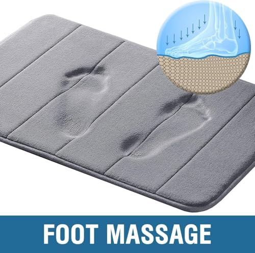 Flamingo P Non Slip Memory Foam Bath Mat Grey 1