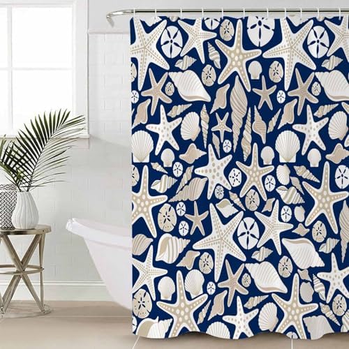Navy Blue Ocean Bathroom Set with Rug and Accessories
